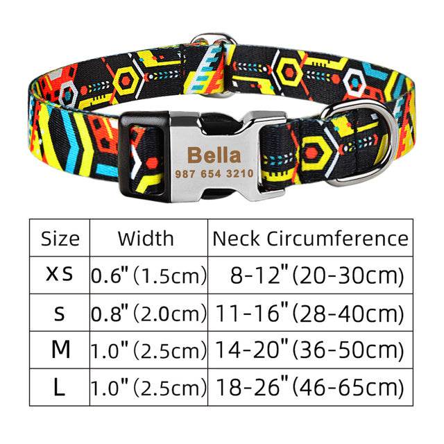 Adjustable Nylon Custom Dog Collar Free Engraved Name ID Tag - P12 Hub Europe