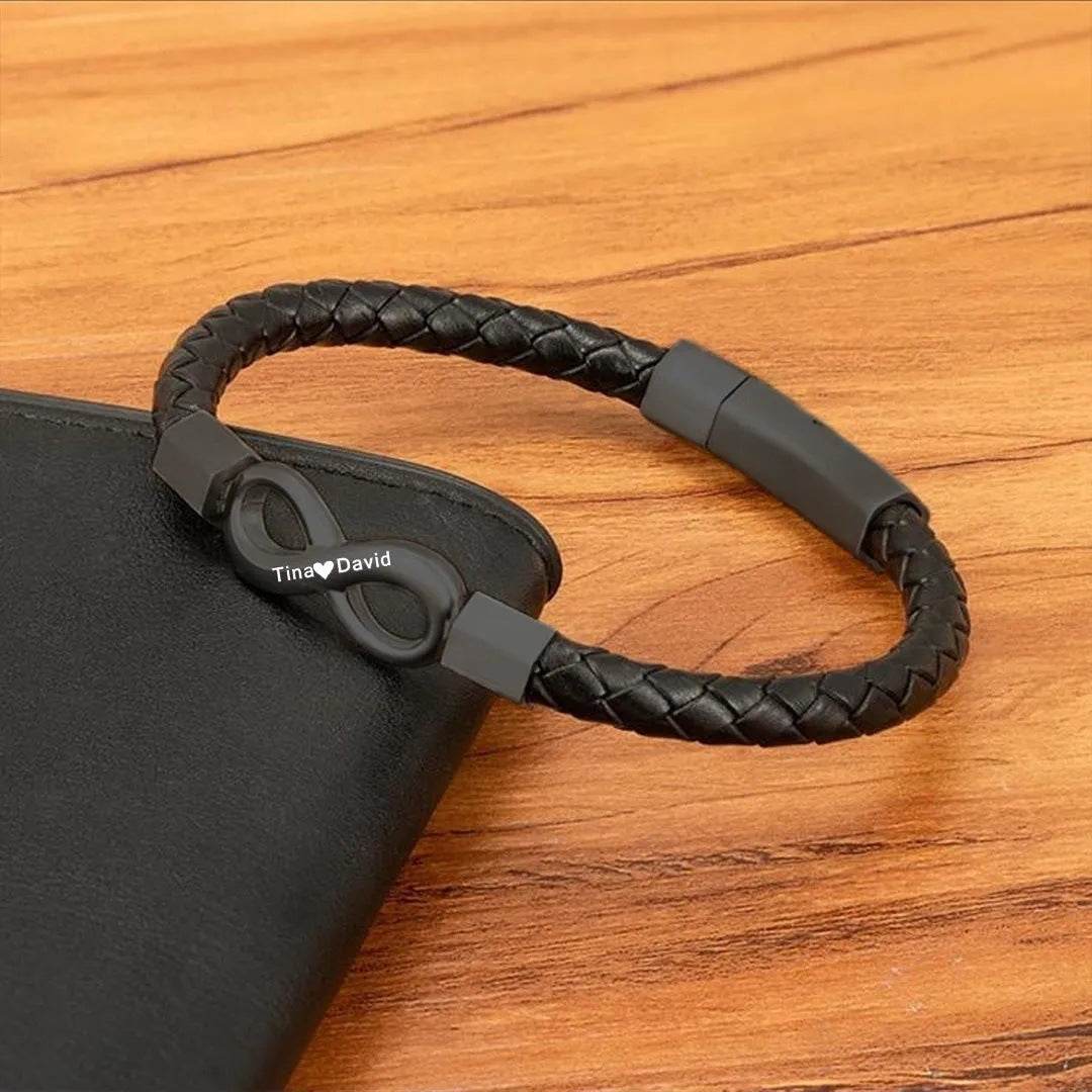 To My Man Custom Names Love You Forever And Always Infinity Leather Bracelet For Husband Dad Son - P12 Hub Europe