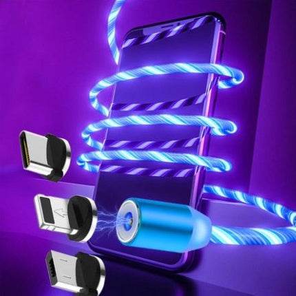 Compatible with Apple, Flowing Ligh Magnetic Streamer Data Line Cable for Iphone Android Typec - P12 Hub Europe