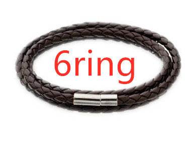 Personalized Mens Braided Genuine Leather Bracelet Stainless Steel Custom Beads Name Charm Bracelet For Men With Family Names - P12 Hub Europe