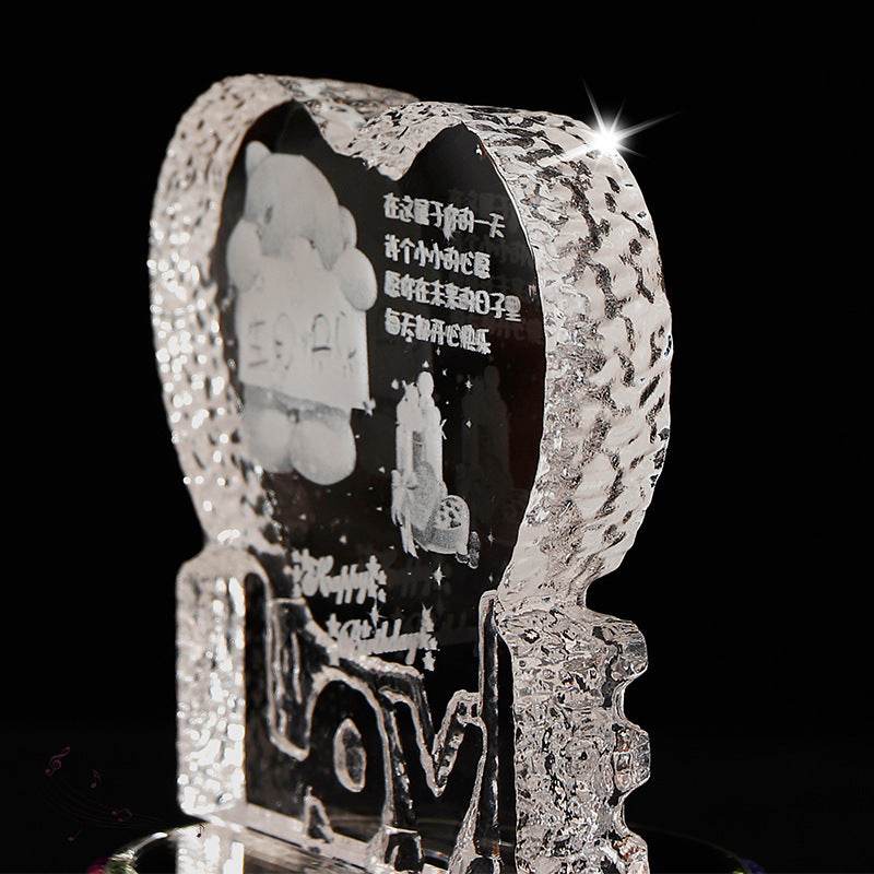Personalized Gifts Crystal Photo Night Lamp Bluetooth Rotating Color Changing Music Player 3D Inner Carved - P12 Hub Europe