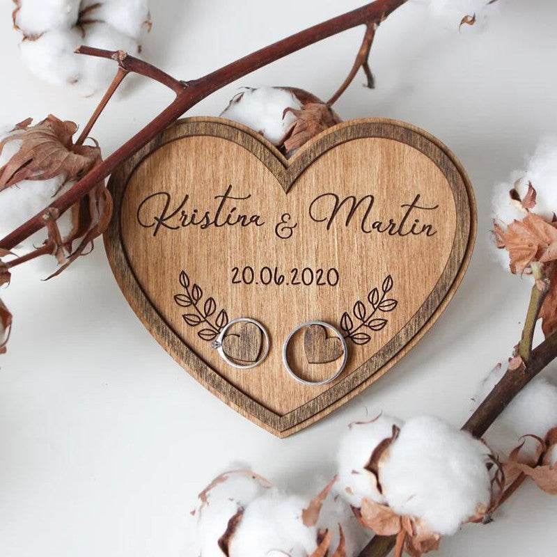Personalized Wooden Wedding Ring Holder - P12 Hub Europe