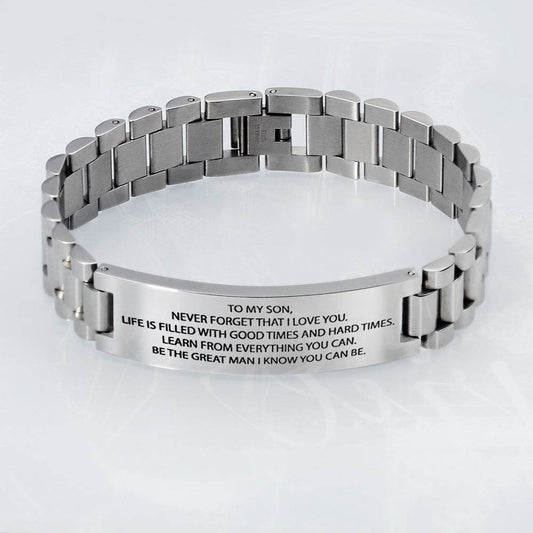 New Style Stainless Steel Black Strap Lettering Bracelet - P12 Hub Europe
