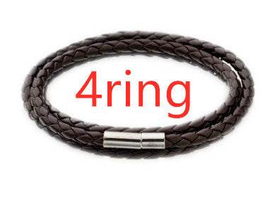 Personalized Mens Braided Genuine Leather Bracelet Stainless Steel Custom Beads Name Charm Bracelet For Men With Family Names - P12 Hub Europe