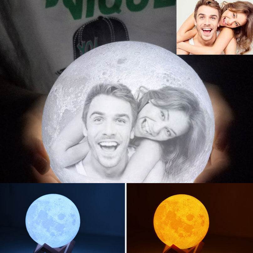 Rambery Moon Lamp 3D Print Night Light Rechargeable 3 Color Tap Control Lamp Lights - P12 Hub Europe