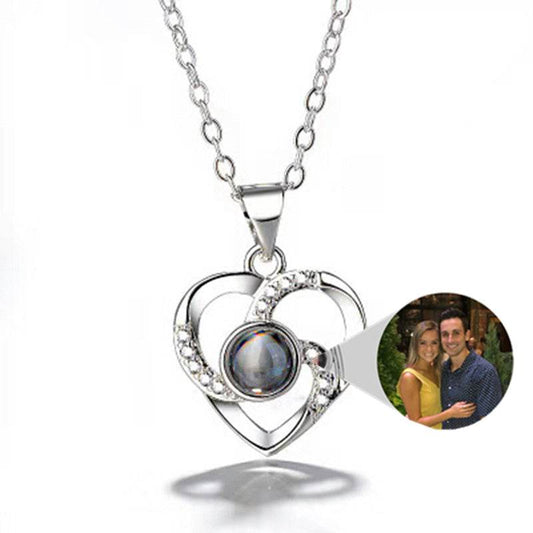 S925 Silver Romantic Colorful Photo Projection Necklace Heart Shaped Pendant Necklace - P12 Hub Europe