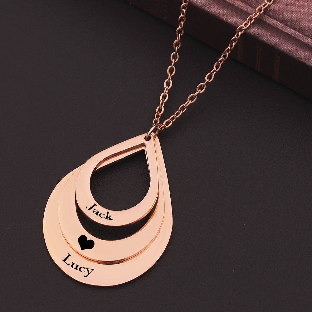 Customized 3 Water Droplet Engraving Name Stainless Steel Jewelry Pendant Necklaces For Women Personalized Gift - P12 Hub Europe