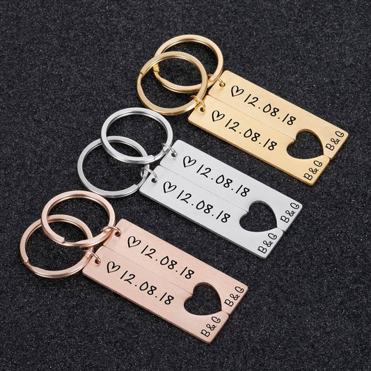 Customized Couples Keychain Boyfriend Girlfriend Keyring Husband Anniversary Valentine Day Gift - P12 Hub Europe