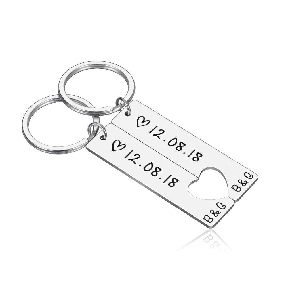 Customized Couples Keychain Boyfriend Girlfriend Keyring Husband Anniversary Valentine Day Gift - P12 Hub Europe