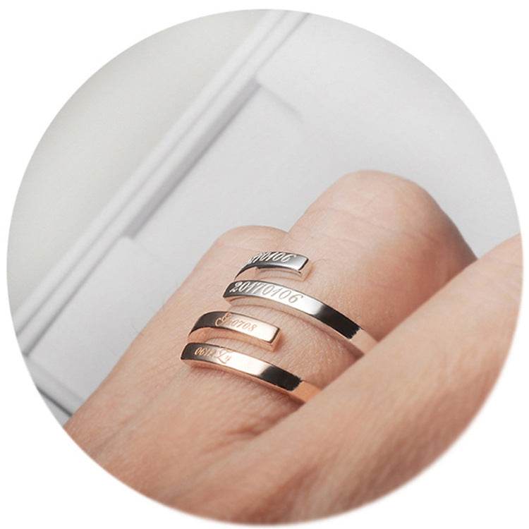 Personalized Name Ring Custom Double Name Ring Engraving Nameplate Ring - P12 Hub Europe