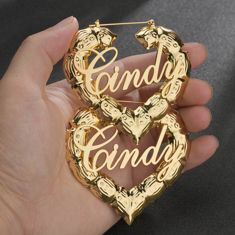 Personality Women Fashion Bamboo Hoop Earrings Letter Queen Love Sexy Dangle Earrings - P12 Hub Europe