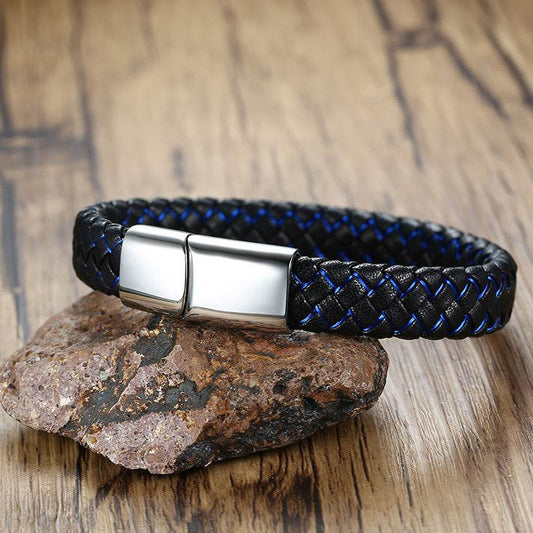European and American Personality Titanium Steel Braided Leather Rope Bracelet - P12 Hub Europe