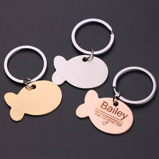 Personalized Cat Dog Pet ID Tag Keychain Engraved Pet ID Name for Cat Puppy Dog Collar Tag Pendant Keyring Bone Pet Accessories - P12 Hub Europe