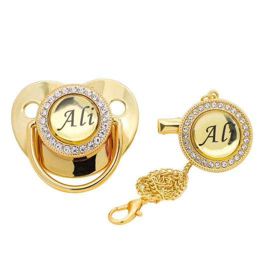 Name Initial Letters Silicone Newborn Kids Baby Orthodontic Dummy Pacifier Teat Nipple Soother Baby Pacifier Holder - P12 Hub Europe