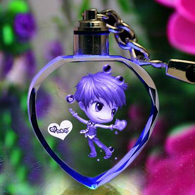 K9 Crystal Keychain LED Flashing Custom Carve Family Photo Frame Souvenir Gifts Glass Key Chain Ring Jewelry - P12 Hub Europe