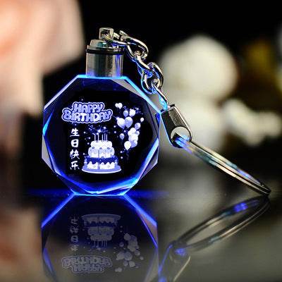 K9 Crystal Keychain LED Flashing Custom Carve Family Photo Frame Souvenir Gifts Glass Key Chain Ring Jewelry - P12 Hub Europe