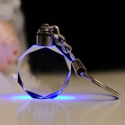 K9 Crystal Keychain LED Flashing Custom Carve Family Photo Frame Souvenir Gifts Glass Key Chain Ring Jewelry - P12 Hub Europe