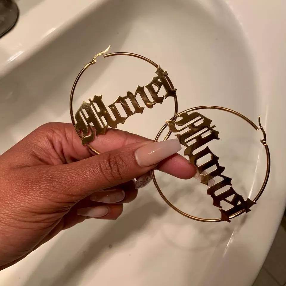 Stainless Steel Custom Name Hoop Earrings Personalized Letter Circle Earring for Women - P12 Hub Europe