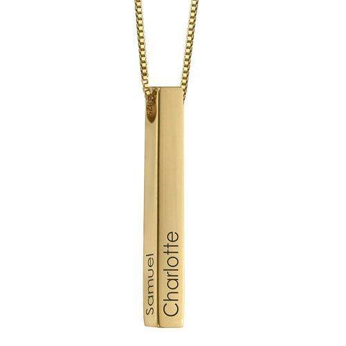 S925 Sterling Silver Couple Name Silver Bar Necklace - P12 Hub Europe