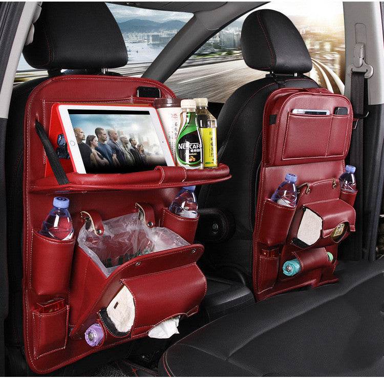 PU Leather Car Storage Bag Multifunction Seat Back Tray Hanging Bag Waterproof Car Organizer Automotive Interior Accessories - P12 Hub Europe