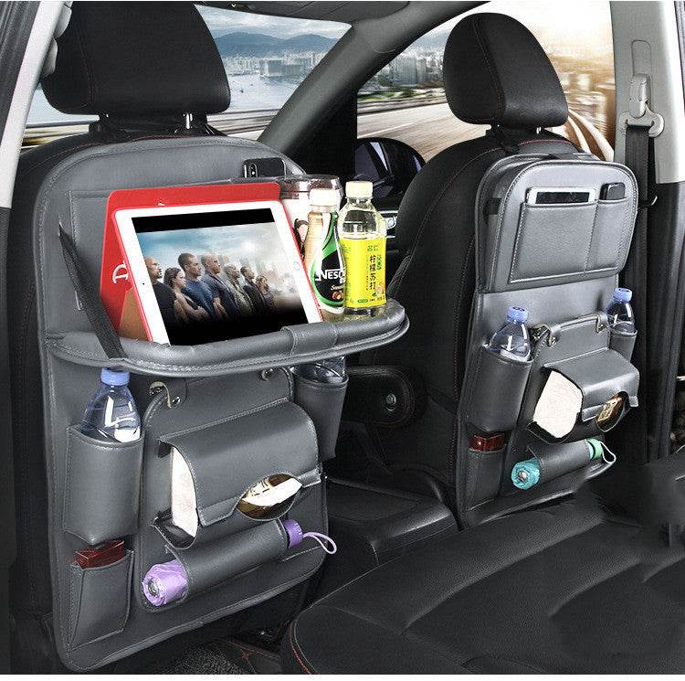 PU Leather Car Storage Bag Multifunction Seat Back Tray Hanging Bag Waterproof Car Organizer Automotive Interior Accessories - P12 Hub Europe