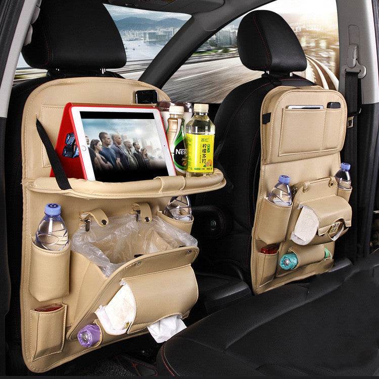 PU Leather Car Storage Bag Multifunction Seat Back Tray Hanging Bag Waterproof Car Organizer Automotive Interior Accessories - P12 Hub Europe