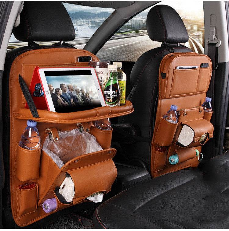 PU Leather Car Storage Bag Multifunction Seat Back Tray Hanging Bag Waterproof Car Organizer Automotive Interior Accessories - P12 Hub Europe