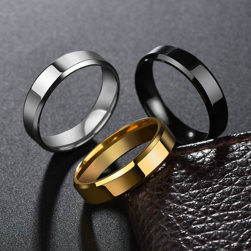 Stainless Steel Ring for Women Men Fashion Gold Color Finger Rings Wedding Band Jewelry Gift - P12 Hub Europe