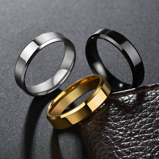 Stainless Steel Ring for Women Men Fashion Gold Color Finger Rings Wedding Band Jewelry Gift - P12 Hub Europe