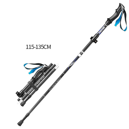 Aluminum Alloy 5-Section Folding Trekking Pole Outer Lock Short Light Telescopic Walking Stick