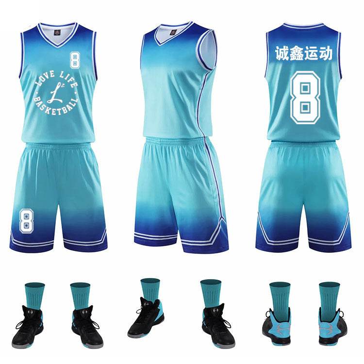 Gradient Basketball Uniform Sports Suit Children Adult Sweat-Absorbent Basketball Uniform - P12 Hub Europe