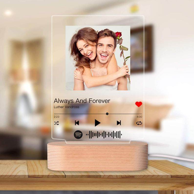 Customizable Photo Music Album Cover Night Light Carved Name Song Photo Frame - P12 Hub Europe