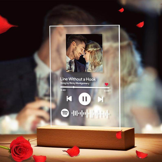 Customizable Photo Music Album Cover Night Light Carved Name Song Photo Frame - P12 Hub Europe