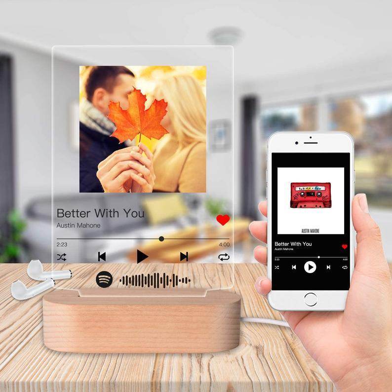 Customizable Photo Music Album Cover Night Light Carved Name Song Photo Frame - P12 Hub Europe