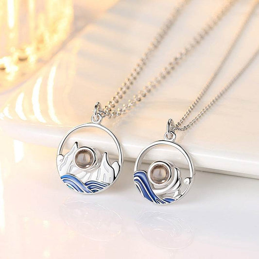 Sterling Silver Lovers Projection Necklace Fashion Jewelry - P12 Hub Europe