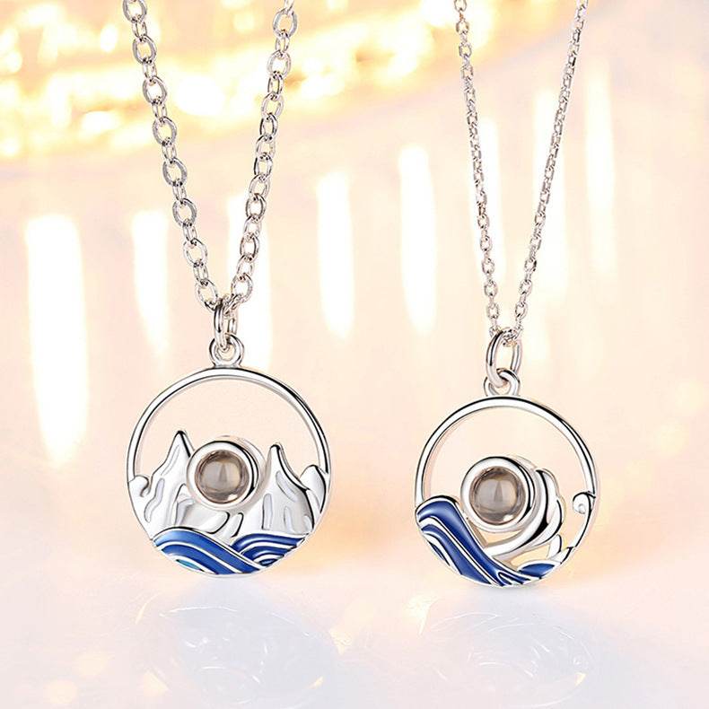 Sterling Silver Lovers Projection Necklace Fashion Jewelry - P12 Hub Europe