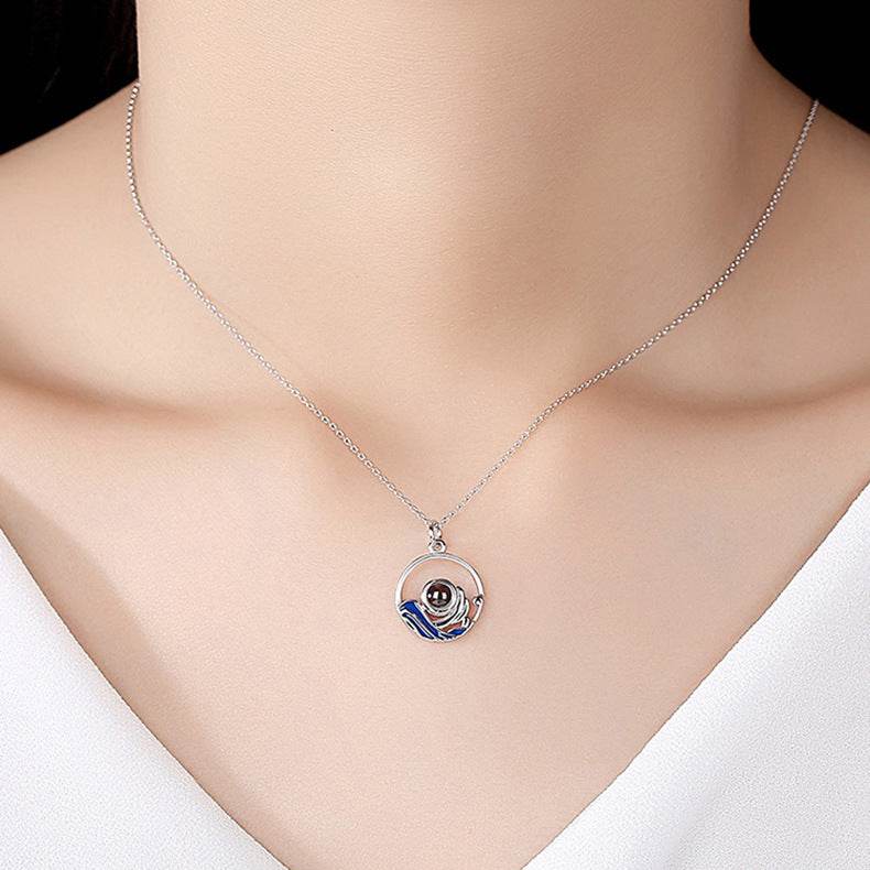 Sterling Silver Lovers Projection Necklace Fashion Jewelry - P12 Hub Europe