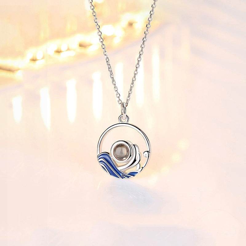 Sterling Silver Lovers Projection Necklace Fashion Jewelry - P12 Hub Europe