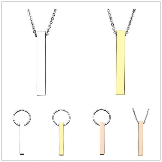 Stainless Steel Cube Pillar Necklace Keychain - P12 Hub Europe