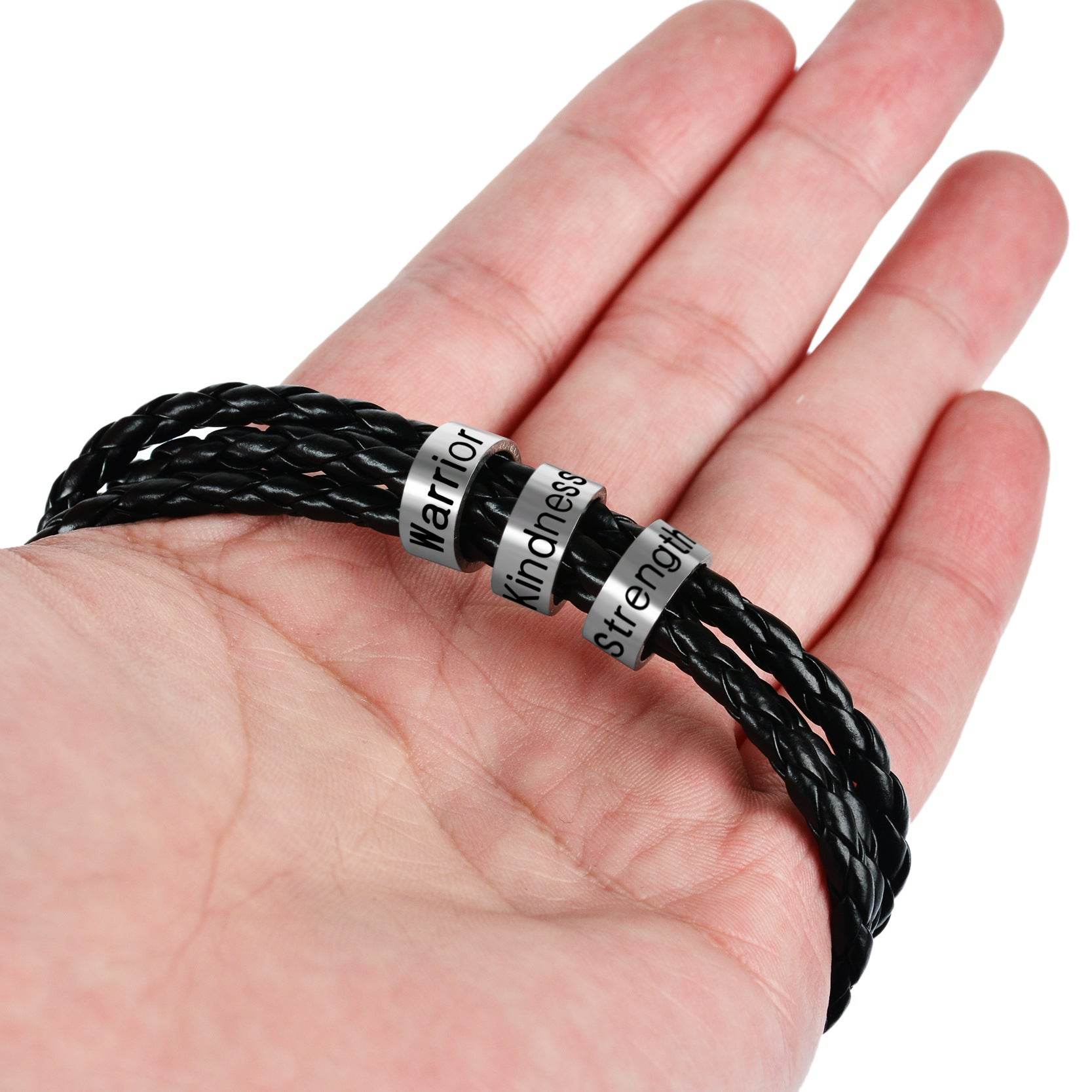 Personalized Mens Braided Genuine Leather Bracelet - P12 Hub Europe