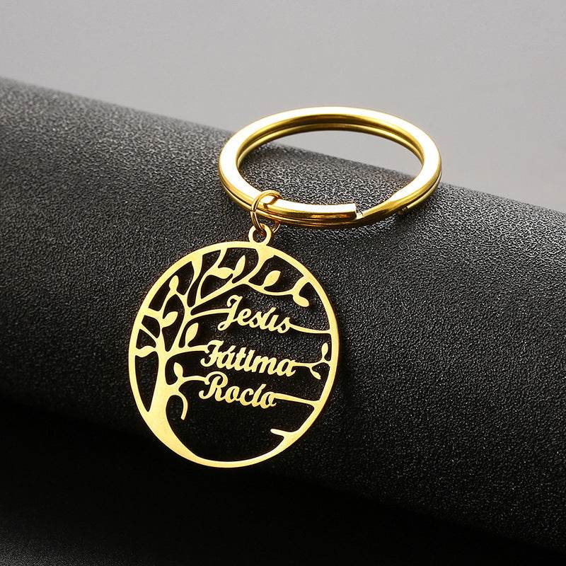 Custom Name Tree Of Life Stainless Steel Keychain - P12 Hub Europe