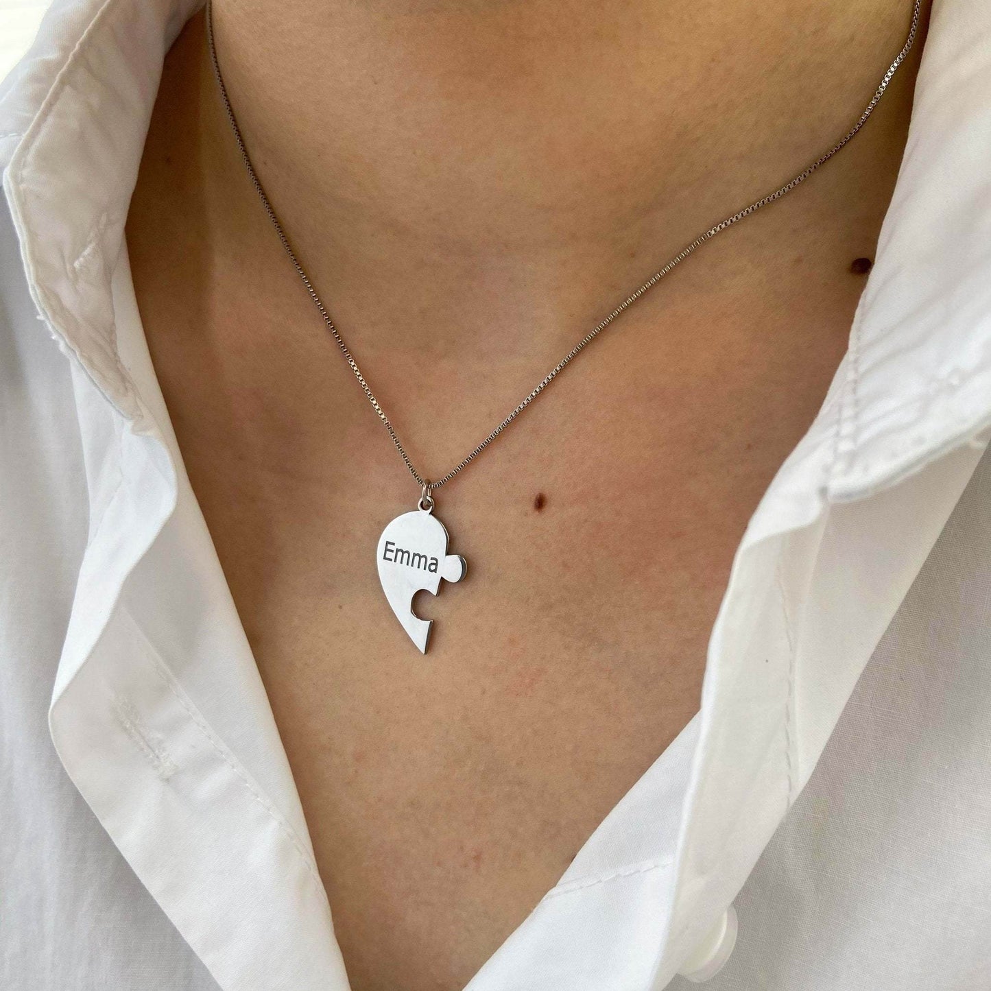 Stainless Steel Combination Heart-shaped Necklace Lettering - P12 Hub Europe