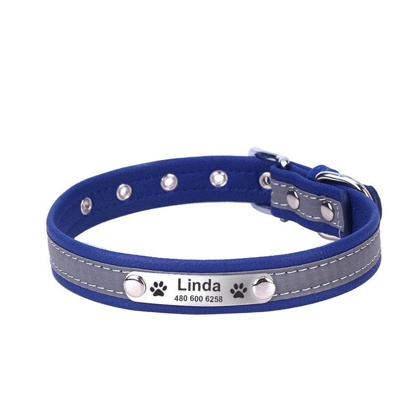 Reflective Lettering Collar Small And Medium Dog Collar Microfiber Soft Cat Collar - P12 Hub Europe