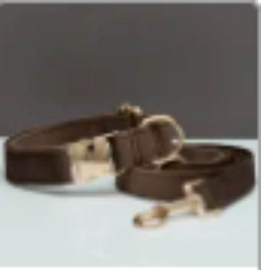 Multiple Colour Velvet Personalise Dog Collar Leash Set With Bow - P12 Hub Europe