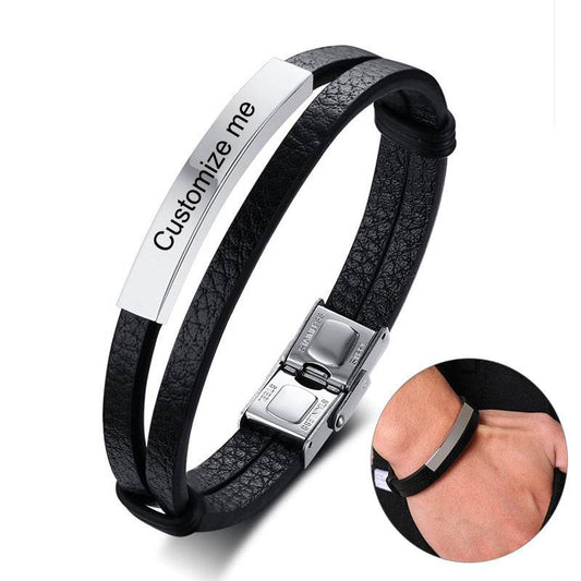 Stainless Steel Leather Bracelet - P12 Hub Europe