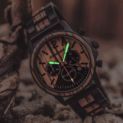 Csutomize Engrave logo Wood Watches for Mens DODO DEER Timer Luxury Chronograph Wristwatch Male Wriswatch Auto Date - P12 Hub Europe