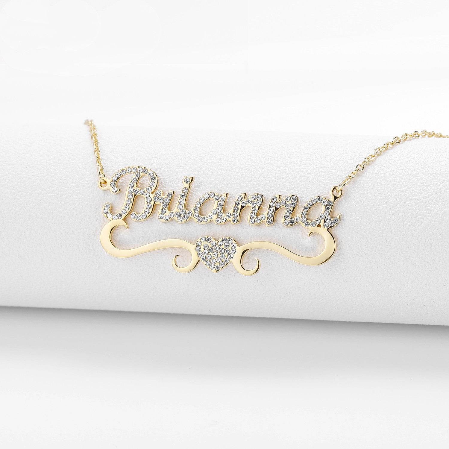 Personalized Heart Iced Out Name Necklace Butterfly Pendants - P12 Hub Europe