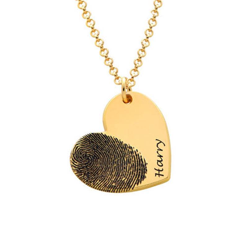 Personalized Fingerprint Necklace Custom Heart Necklace Name Necklace Memorial Gift Christmas Gift Valentines Day Gift - P12 Hub Europe