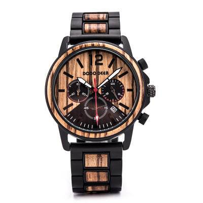 Csutomize Engrave logo Wood Watches for Mens DODO DEER Timer Luxury Chronograph Wristwatch Male Wriswatch Auto Date - P12 Hub Europe