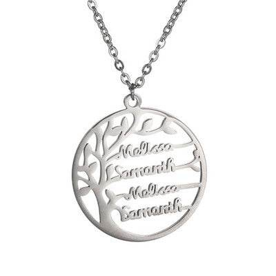 Custom Family Names Pendants Vintage Life Tree Women Necklace 1-4 Names Personalize Father Son Mother Daughter Birthday Gift - P12 Hub Europe